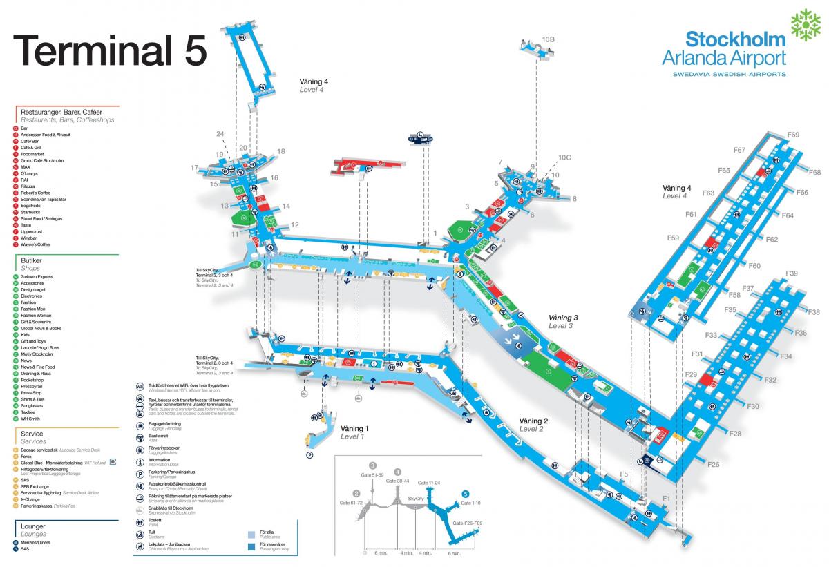 Štokholme airport terminal 5 mapu