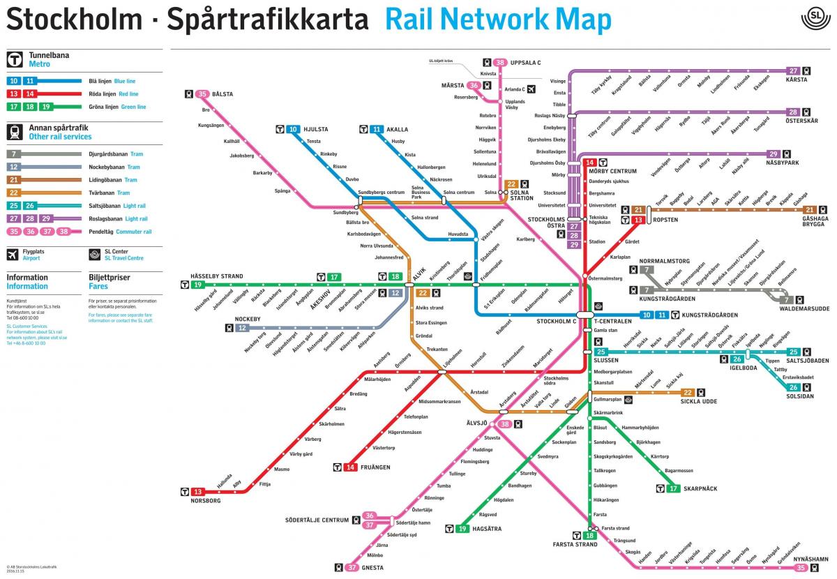 Štokholme železničnej siete mapu