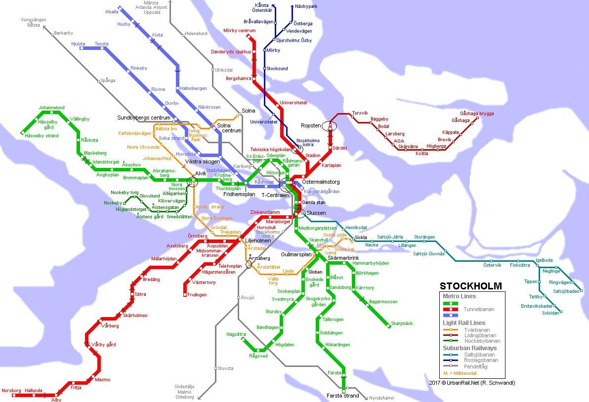 mapa metro Štokholme