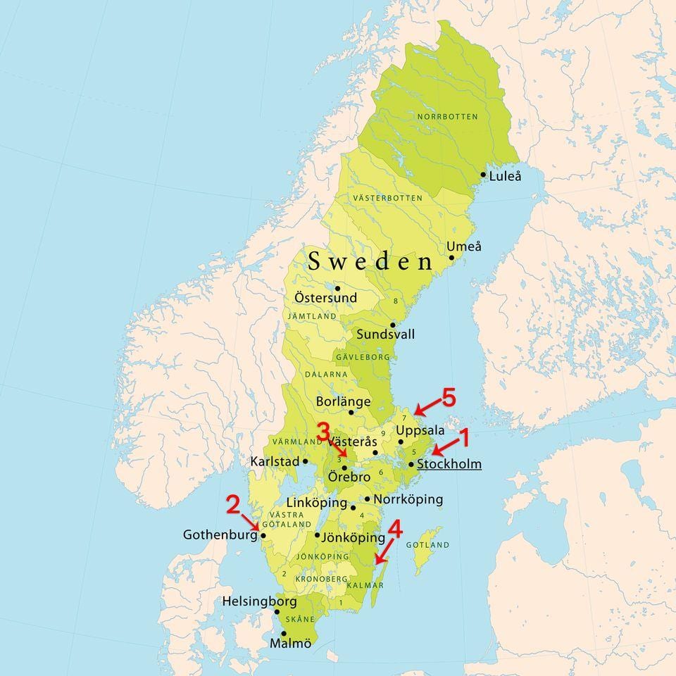 mapu Stockholm pláže