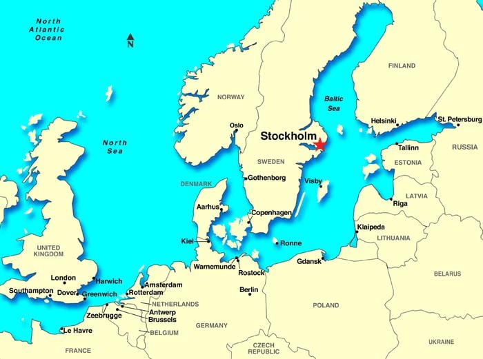 Štokholme mapa európy