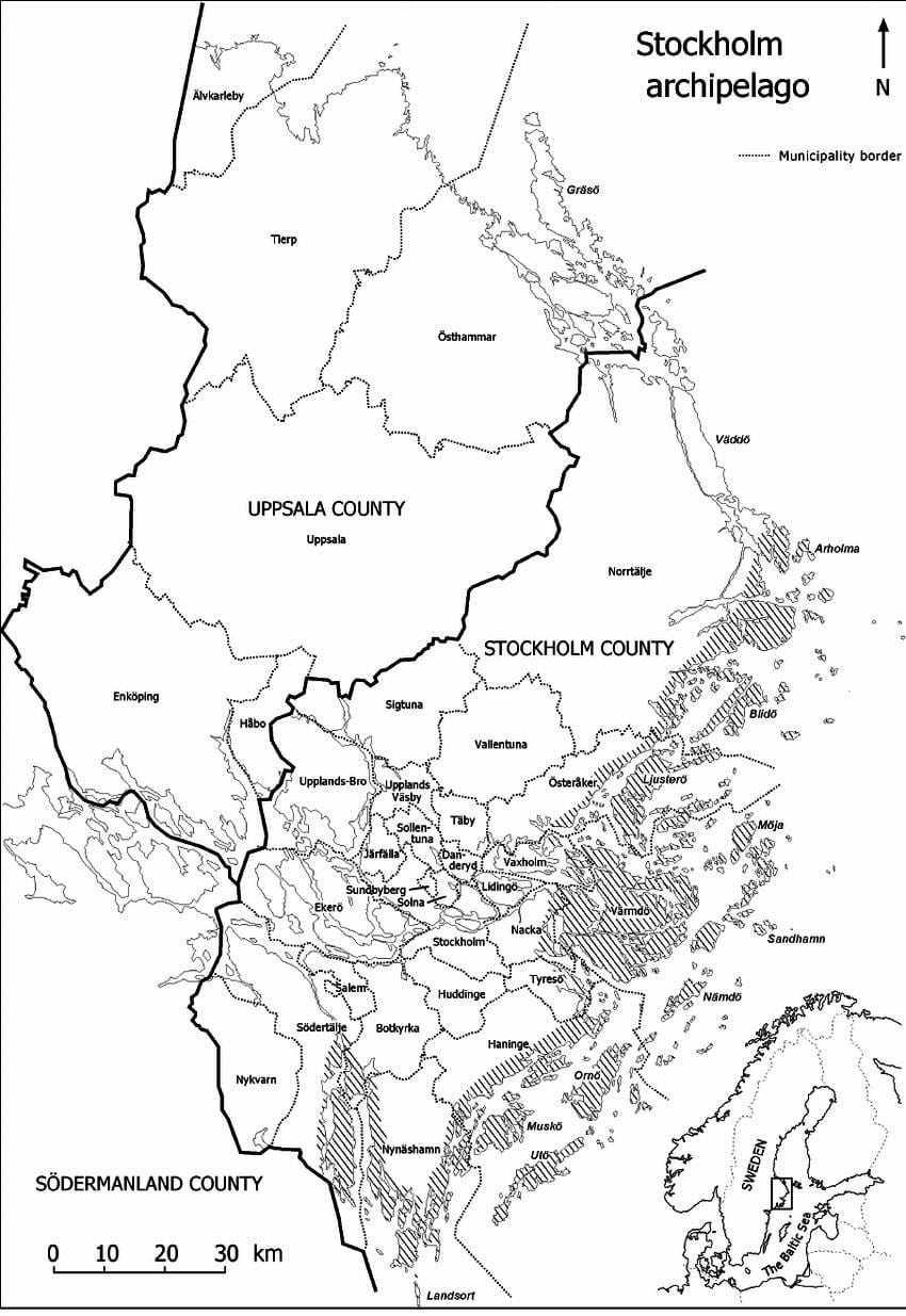 mapa Štokholmského súostrovia