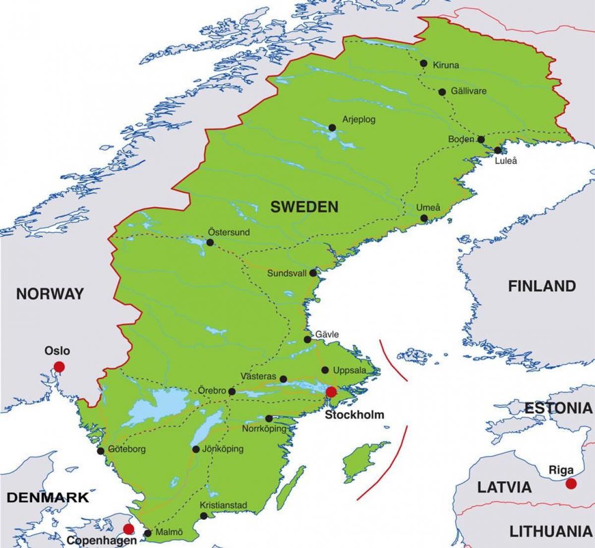 hlavné mesto Švédska mapu