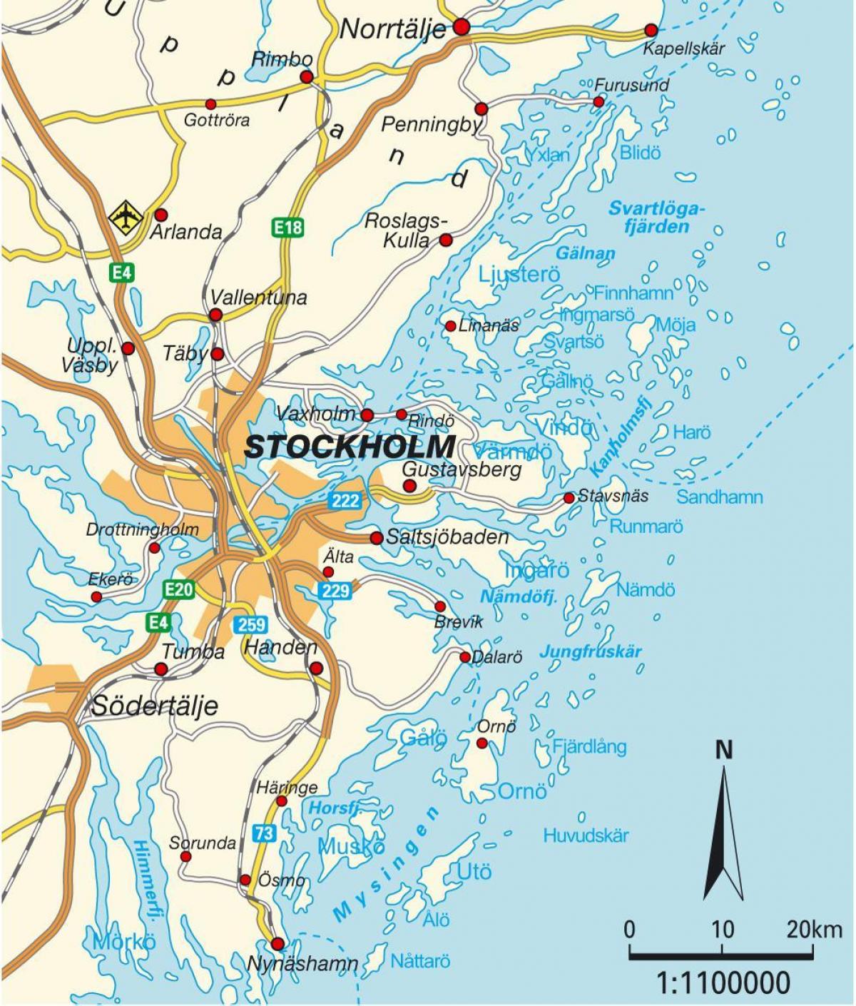 Štokholme vo Švédsku mapa mesta