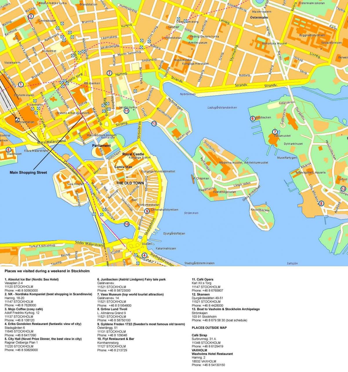 Štokholme centrum mapu