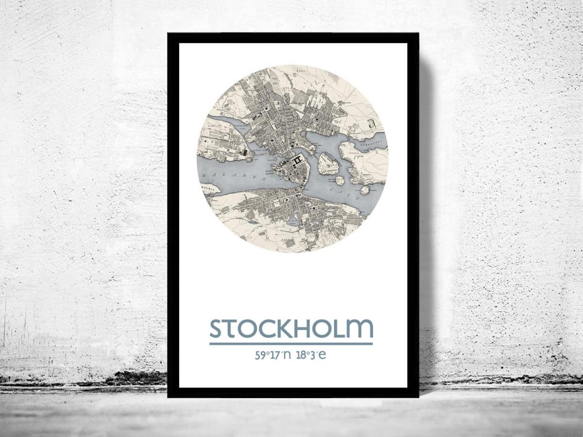 mapa Štokholmu, mapu, plagát