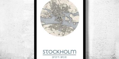 Mapa Štokholmu, mapu, plagát