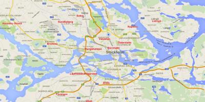 Mapa štvrtí Štokholme