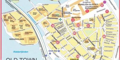 Mapa starého mesta v Štokholme vo Švédsku